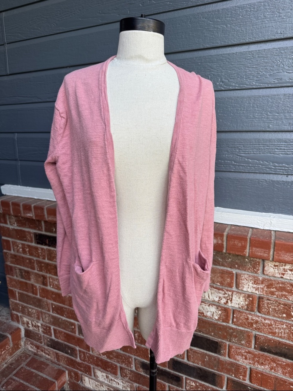 Madewell Summer Ryder Cardigan Marled Rose Pink Open Front Pocket Sweater XS